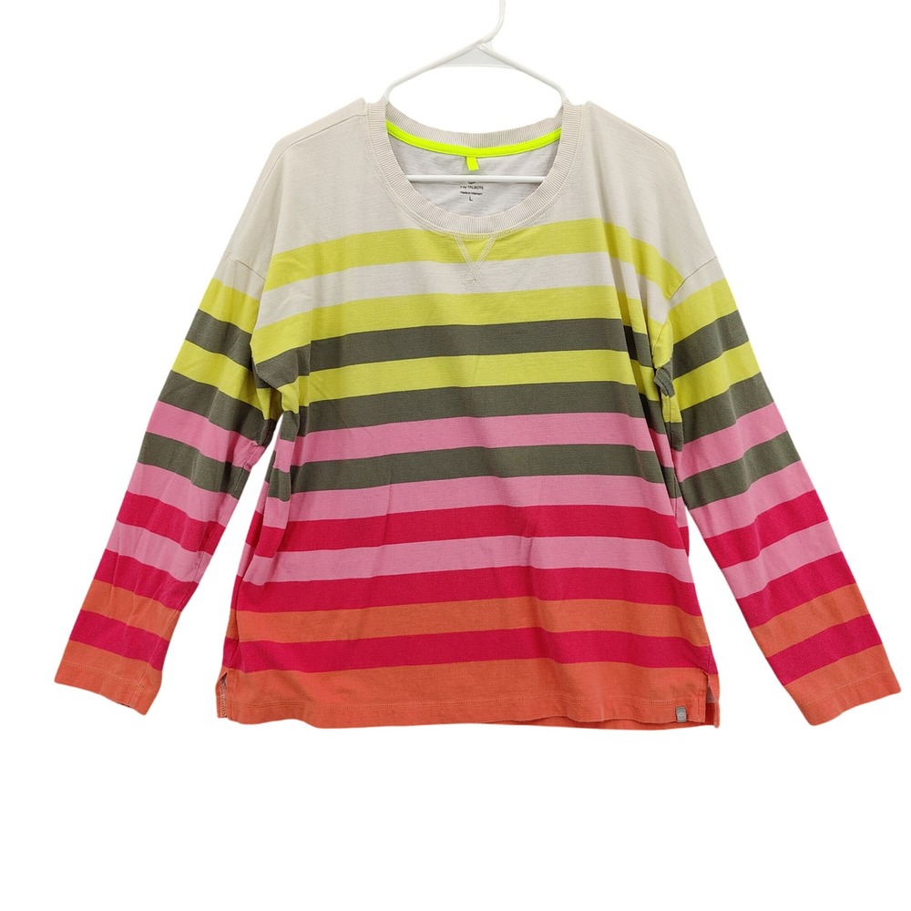 Talbots Womens Preppy Rainbow Nautical‎ Vibrant Striped Long Sleeve Top L Shirt
